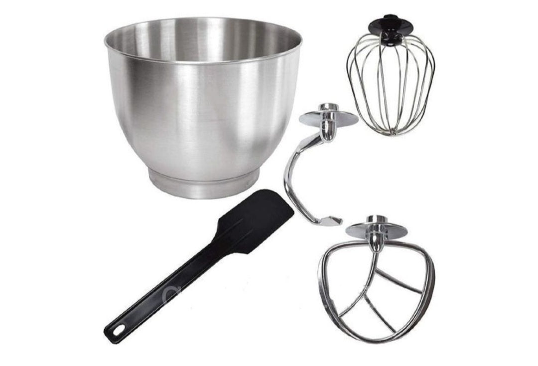 DMS Küchenmaschine | Knetmaschine und Rührmaschine 5 Liter Edelstahlschüssel mit Deckel | 6 Geschwindigkeitsstufen | Spritzschutz | Leistung von 1500 Watt | Rot