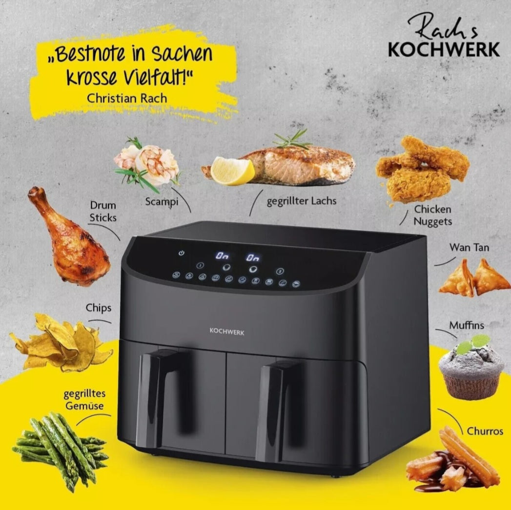 Kochwerk Doppelkammer-Heißluftfritteuse 7l