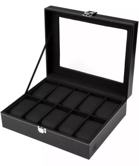 H&S. Uhrenbox für Damen & Herren - Schmuck- Uhrenhalter mit Glasdeckel & Samtauskleidung