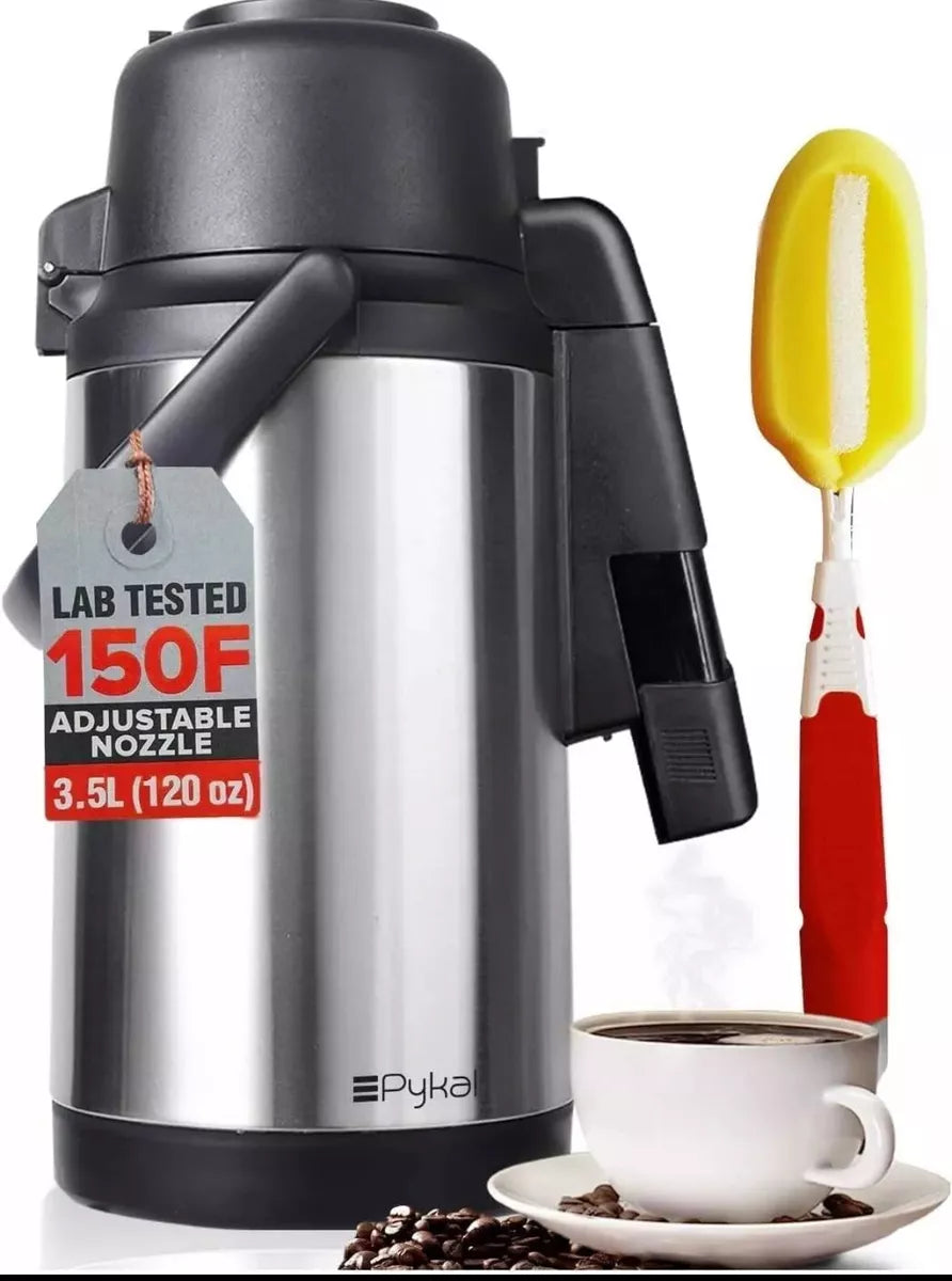 Pykal Kaffee-Dekanter – Isolierter Thermo-Heißgetränkespender mit Pumpe – 3,5 l