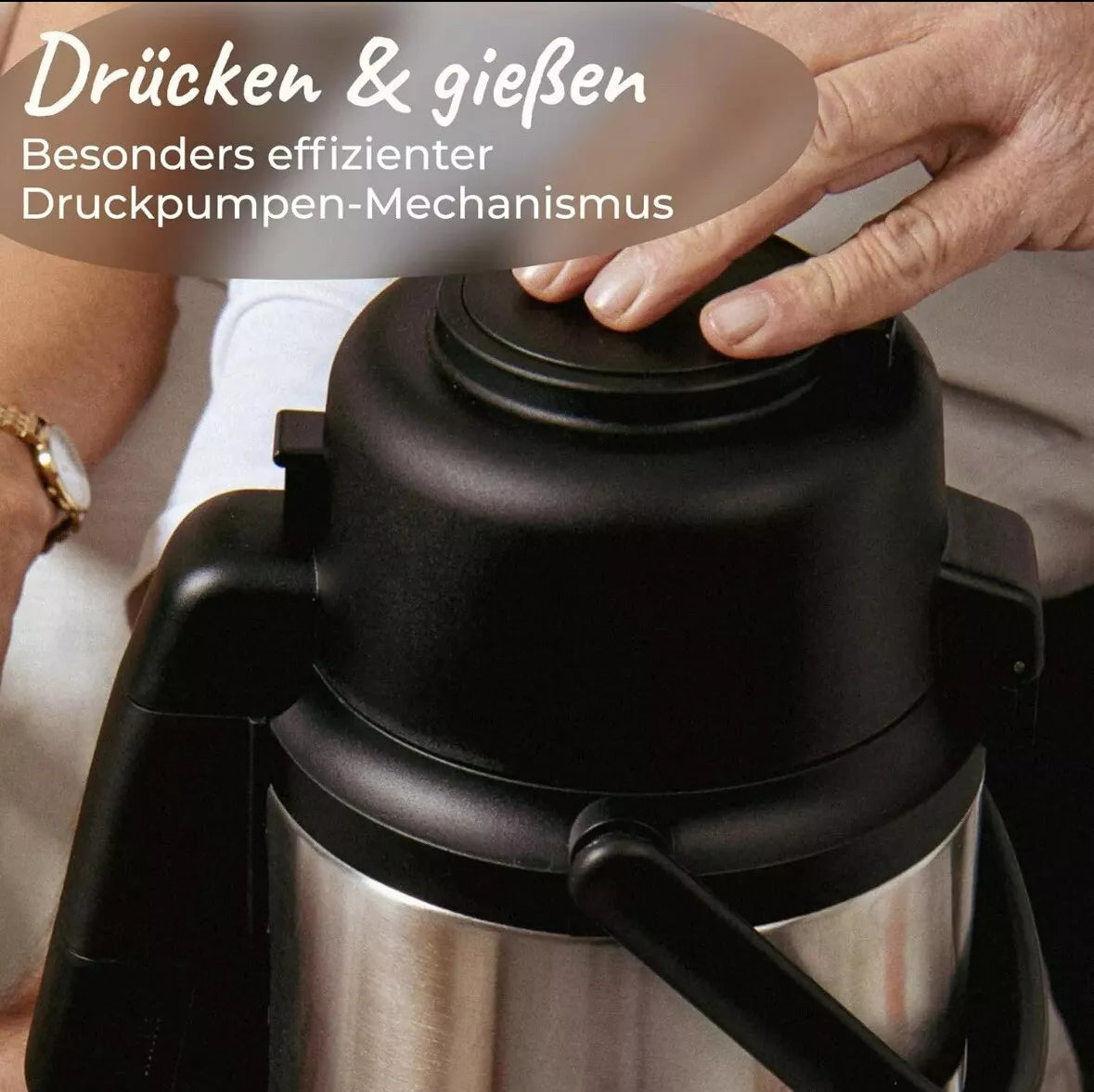 Pykal Kaffee-Dekanter – Isolierter Thermo-Heißgetränkespender mit Pumpe – 3,5 l