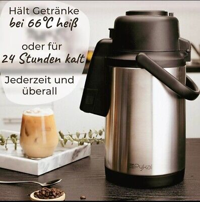 Pykal Kaffee-Dekanter – Isolierter Thermo-Heißgetränkespender mit Pumpe – 3,5 l